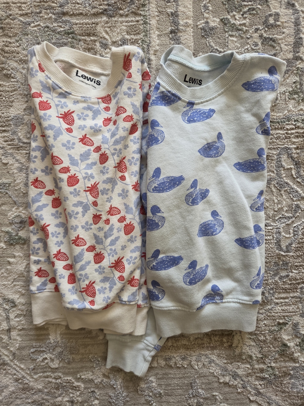 Lewis Organic Cotton Sweatshirt Bundle - Size 6/7Y (Strawberry & Ducks)
